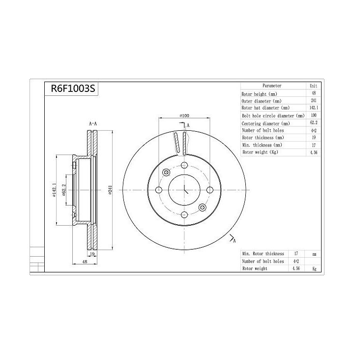 Stabdžių diskas AISIN R6F1003S
