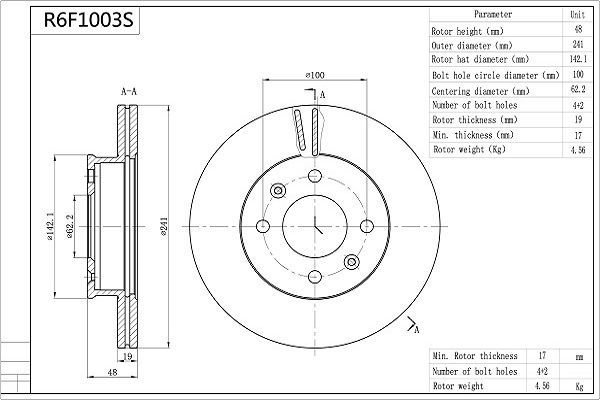 Stabdžių diskas AISIN R6F1003S