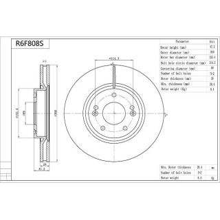 Stabdžių diskas AISIN R6F808S