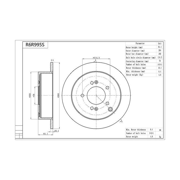 Stabdžių diskas AISIN R6R995S