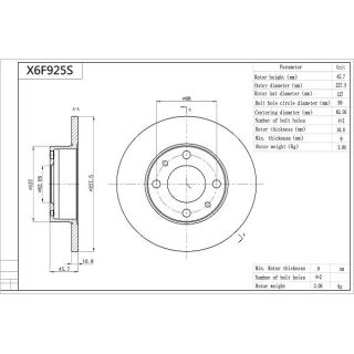 Stabdžių diskas AISIN X6F925S