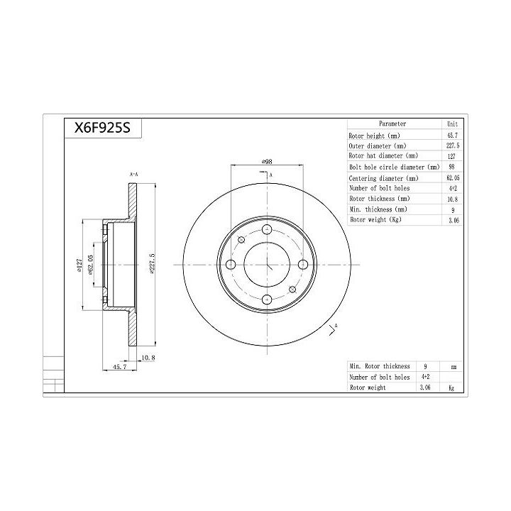 Stabdžių diskas AISIN X6F925S