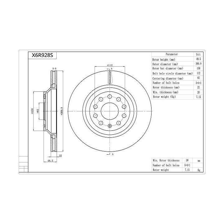 Stabdžių diskas AISIN X6R928S