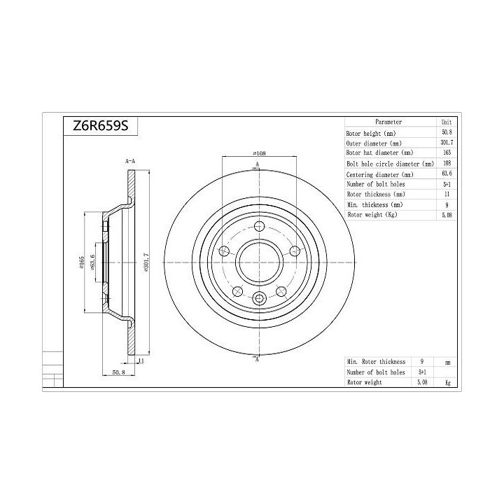 Stabdžių diskas AISIN Z6R659S