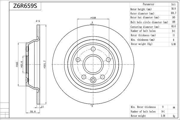 Stabdžių diskas AISIN Z6R659S