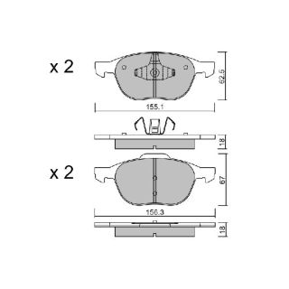 Stabdžių trinkelių rinkinys, diskinis stabdys AISIN BPFO-1004