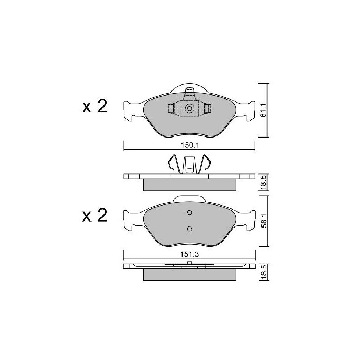 Stabdžių trinkelių rinkinys, diskinis stabdys AISIN BPFO-1008