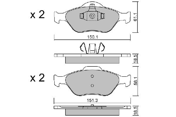 Stabdžių trinkelių rinkinys, diskinis stabdys AISIN BPFO-1008
