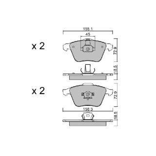 Stabdžių trinkelių rinkinys, diskinis stabdys AISIN BPFO-1010