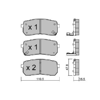 Stabdžių trinkelių rinkinys, diskinis stabdys AISIN BPHY-2007