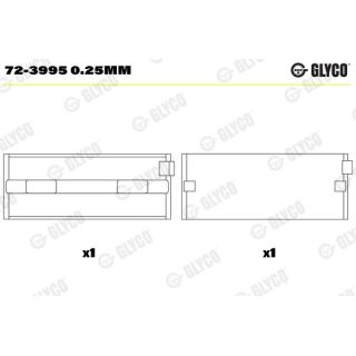 Pagrindiniai guoliai, alkūninis velenas GLYCO 72-3995 0.25mm