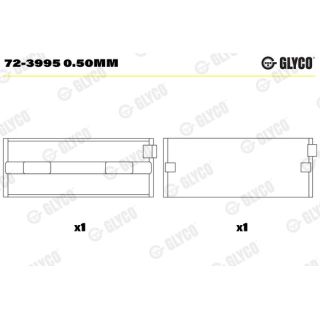 Pagrindiniai guoliai, alkūninis velenas GLYCO 72-3995 0.50mm
