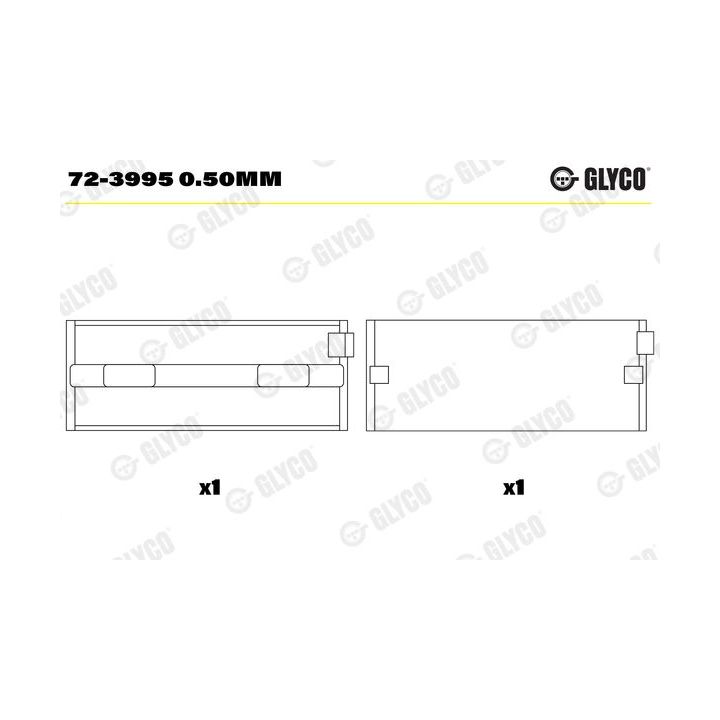 Pagrindiniai guoliai, alkūninis velenas GLYCO 72-3995 0.50mm