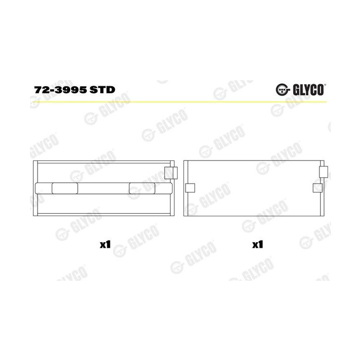 Pagrindiniai guoliai, alkūninis velenas GLYCO 72-3995 STD