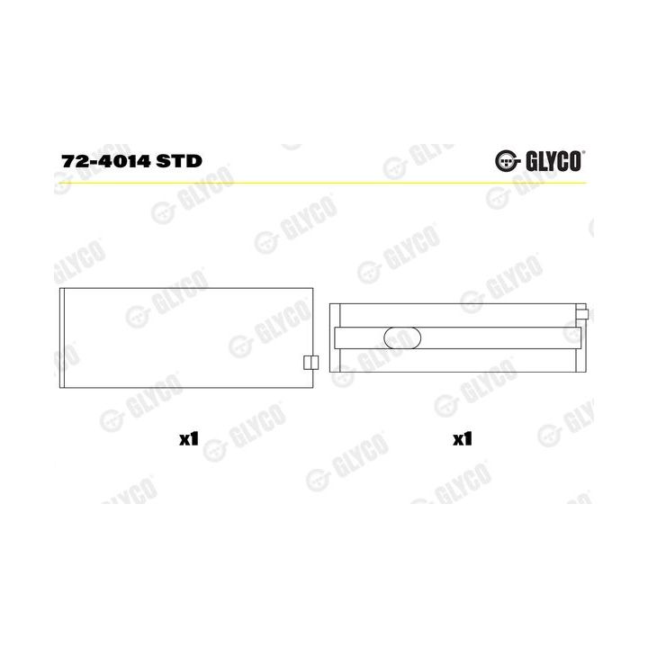 Pagrindiniai guoliai, alkūninis velenas GLYCO 72-4014 STD