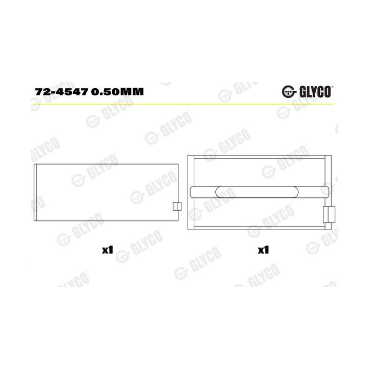 Pagrindiniai guoliai, alkūninis velenas GLYCO 72-4547 0.50mm