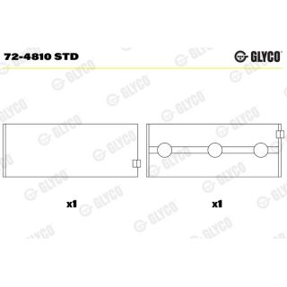 Pagrindiniai guoliai, alkūninis velenas GLYCO 72-4810 STD