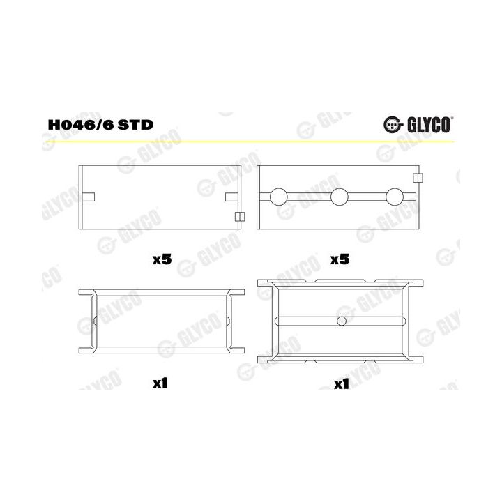 Pagrindiniai guoliai, alkūninis velenas GLYCO H046/6 STD
