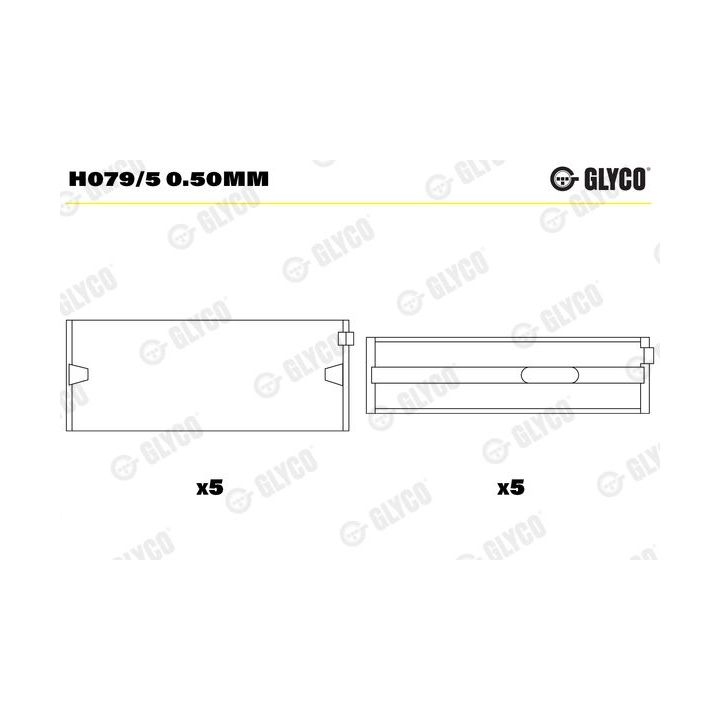 Pagrindiniai guoliai, alkūninis velenas GLYCO H079/5 0.50mm