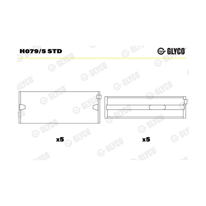 Pagrindiniai guoliai, alkūninis velenas GLYCO H079/5 STD