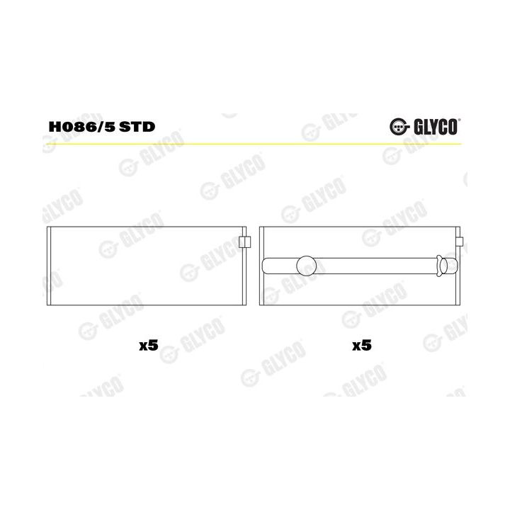 Pagrindiniai guoliai, alkūninis velenas GLYCO H086/5 STD