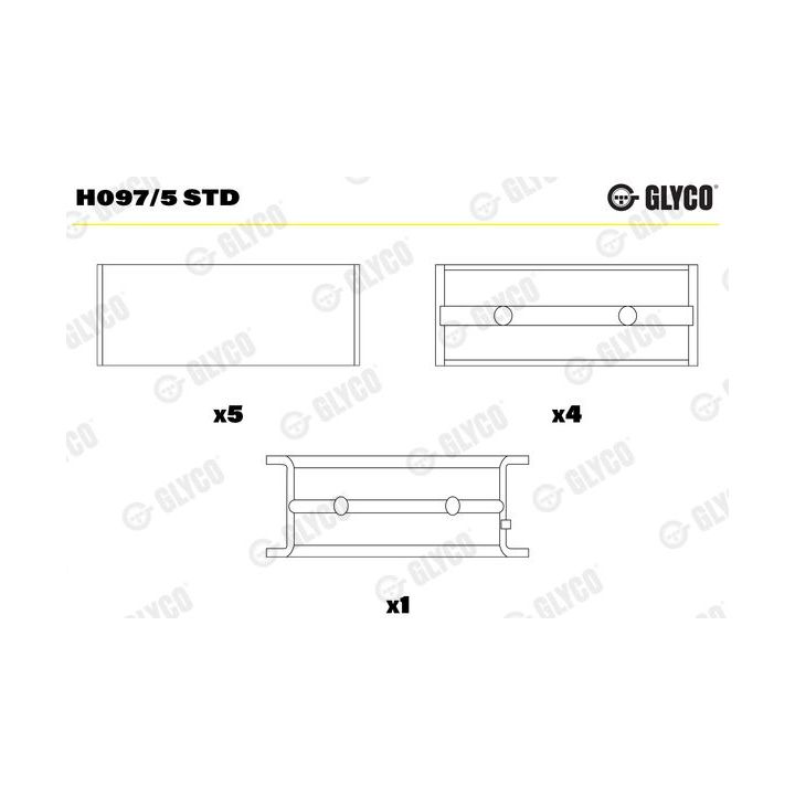 Pagrindiniai guoliai, alkūninis velenas GLYCO H097/5 STD