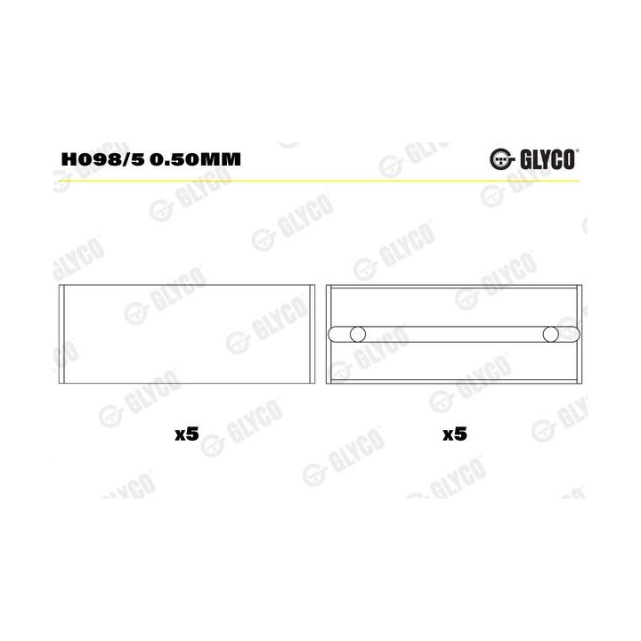 Pagrindiniai guoliai, alkūninis velenas GLYCO H098/5 0.50mm