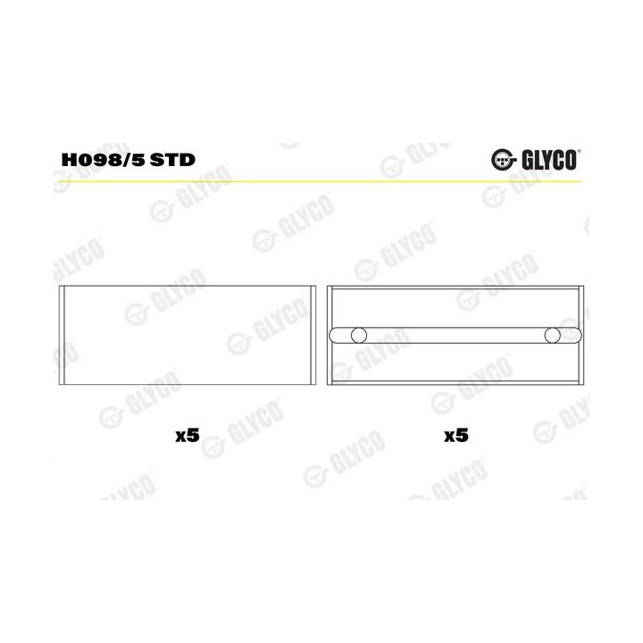 Pagrindiniai guoliai, alkūninis velenas GLYCO H098/5 STD