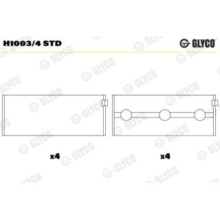 Pagrindiniai guoliai, alkūninis velenas GLYCO H1003/4 STD