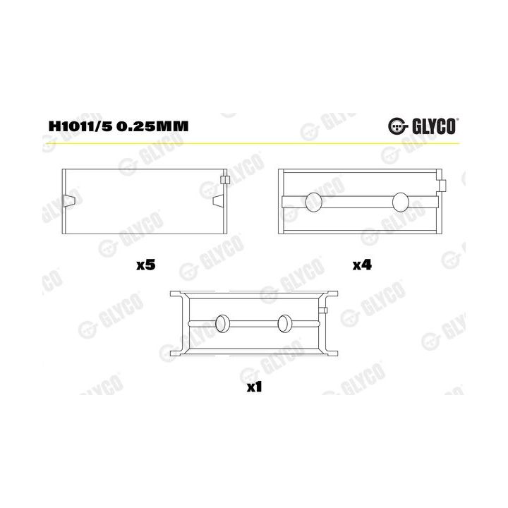 Pagrindiniai guoliai, alkūninis velenas GLYCO H1011/5 0.25mm