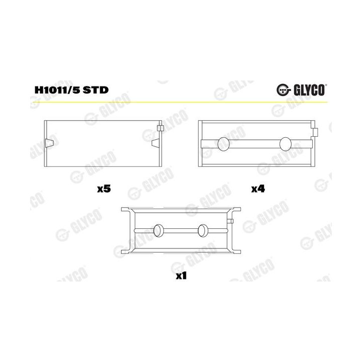 Pagrindiniai guoliai, alkūninis velenas GLYCO H1011/5 STD