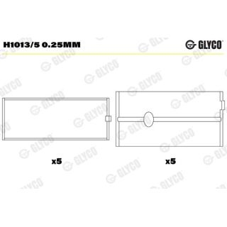 Pagrindiniai guoliai, alkūninis velenas GLYCO H1013/5 0.25mm