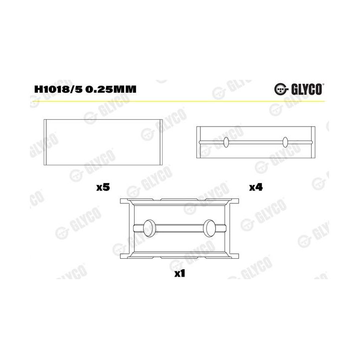 Pagrindiniai guoliai, alkūninis velenas GLYCO H1018/5 0.25mm
