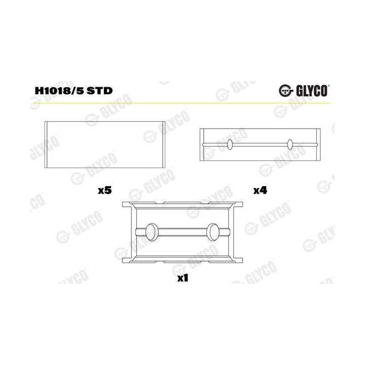 Pagrindiniai guoliai, alkūninis velenas GLYCO H1018/5 STD