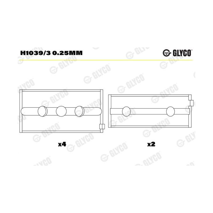 Pagrindiniai guoliai, alkūninis velenas GLYCO H1039/3 0.25mm