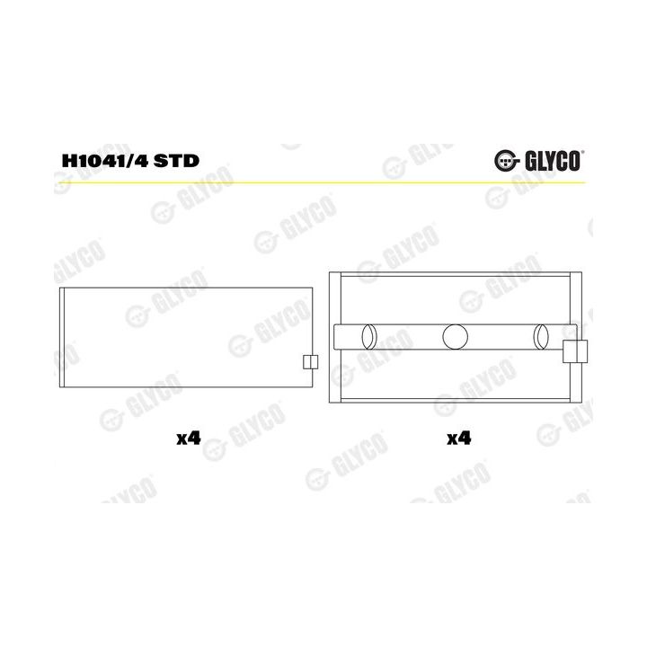 Pagrindiniai guoliai, alkūninis velenas GLYCO H1041/4 STD