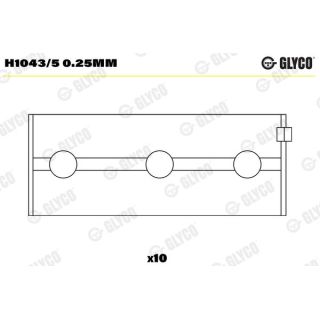 Pagrindiniai guoliai, alkūninis velenas GLYCO H1043/5 0.25mm
