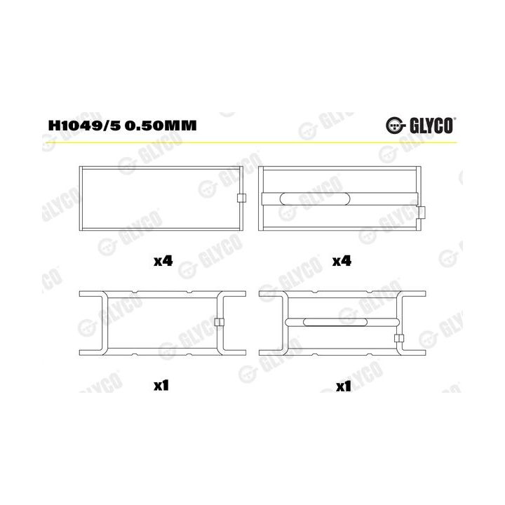 Pagrindiniai guoliai, alkūninis velenas GLYCO H1049/5 0.50mm