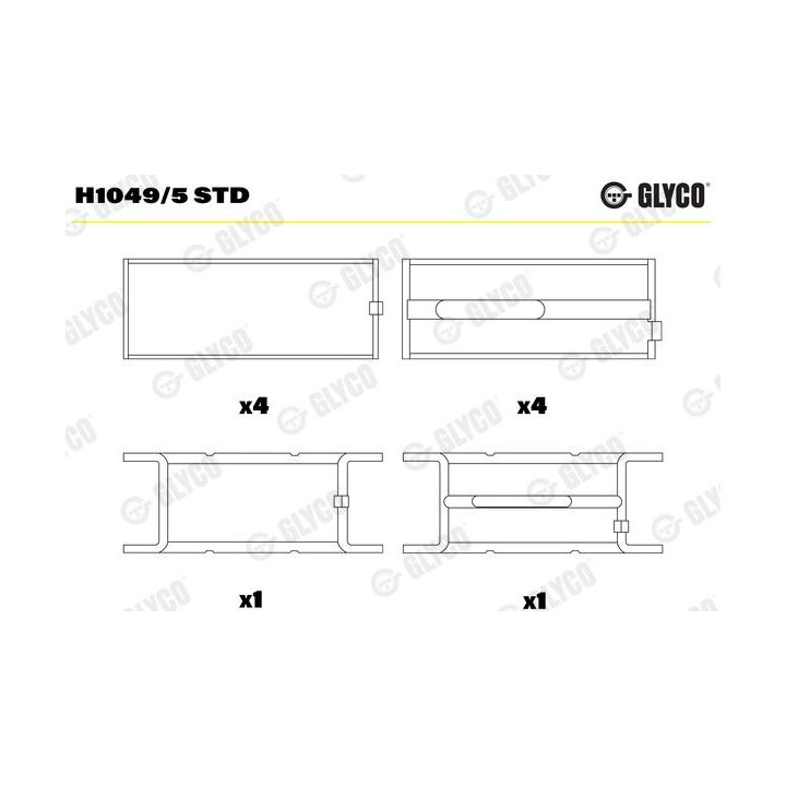 Pagrindiniai guoliai, alkūninis velenas GLYCO H1049/5 STD