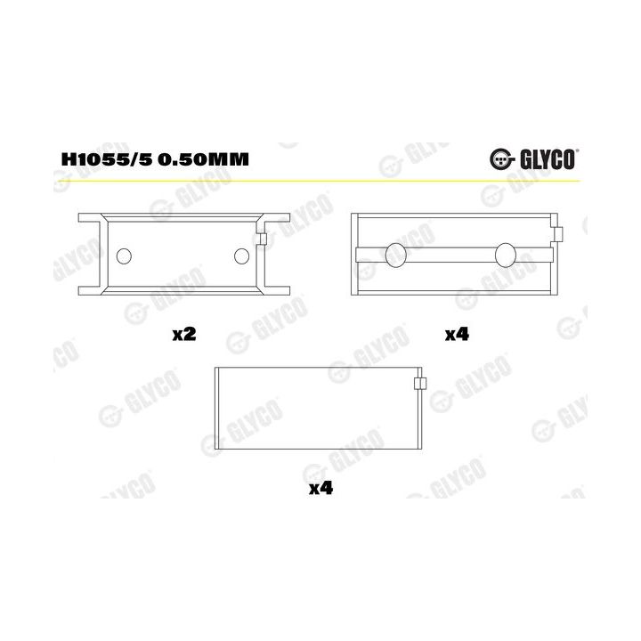 Pagrindiniai guoliai, alkūninis velenas GLYCO H1055/5 0.50mm