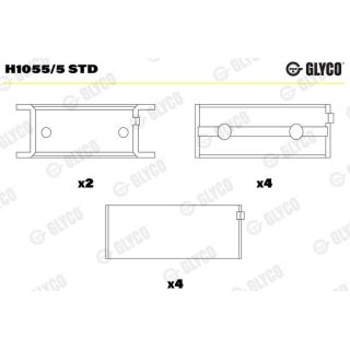 Pagrindiniai guoliai, alkūninis velenas GLYCO H1055/5 STD