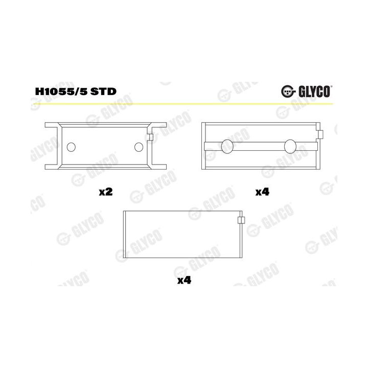 Pagrindiniai guoliai, alkūninis velenas GLYCO H1055/5 STD