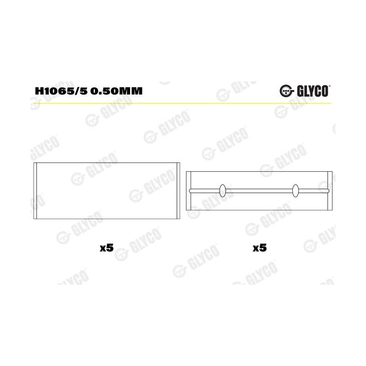 Pagrindiniai guoliai, alkūninis velenas GLYCO H1065/5 0.50mm