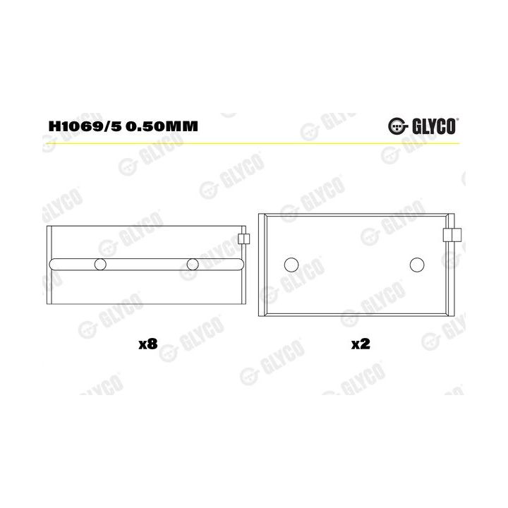 Pagrindiniai guoliai, alkūninis velenas GLYCO H1069/5 0.50mm