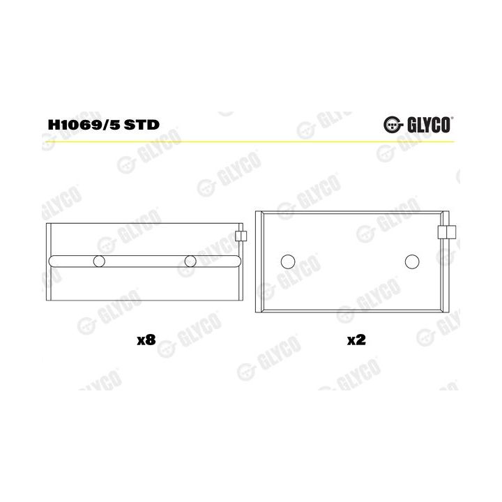 Pagrindiniai guoliai, alkūninis velenas GLYCO H1069/5 STD