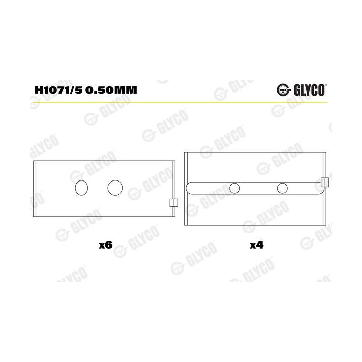 Pagrindiniai guoliai, alkūninis velenas GLYCO H1071/5 0.50mm