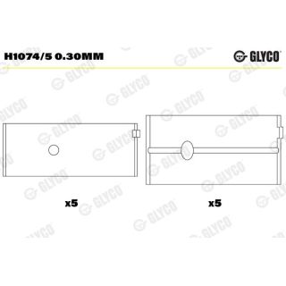 Pagrindiniai guoliai, alkūninis velenas GLYCO H1074/5 0.30mm