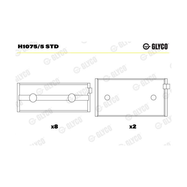 Pagrindiniai guoliai, alkūninis velenas GLYCO H1075/5 STD