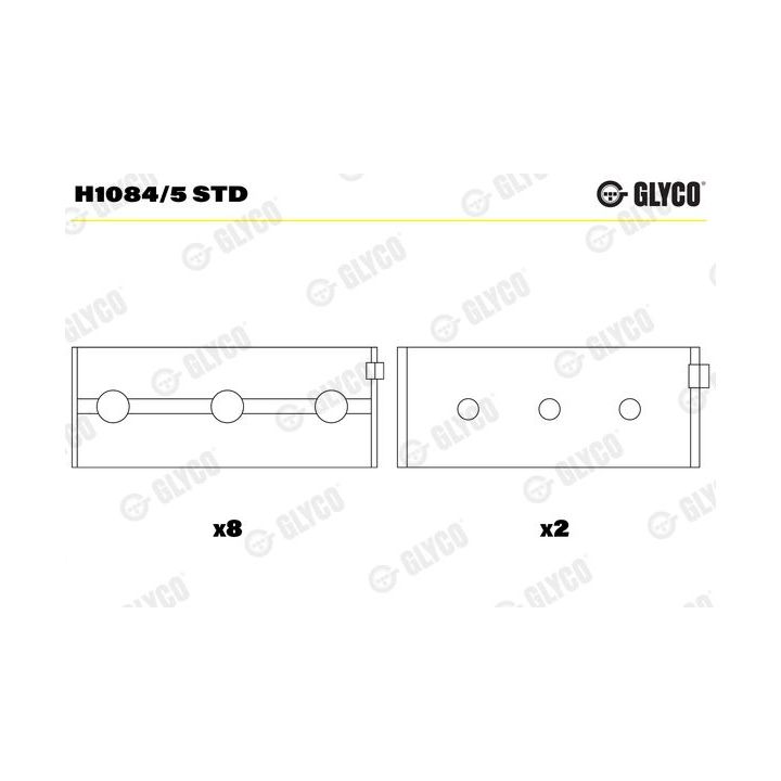Pagrindiniai guoliai, alkūninis velenas GLYCO H1084/5 STD