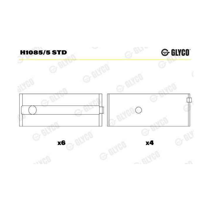Pagrindiniai guoliai, alkūninis velenas GLYCO H1085/5 STD